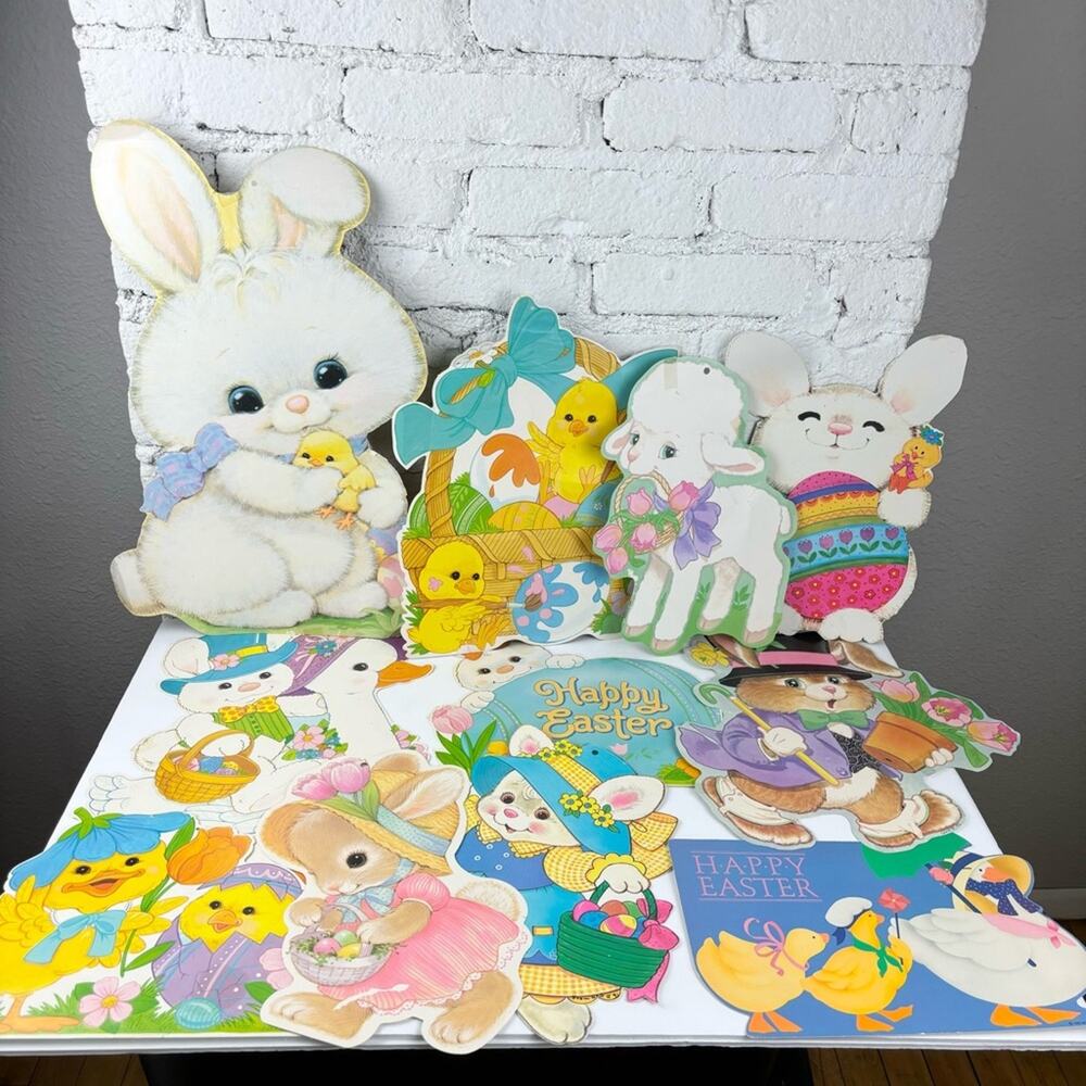 10 Vintage Assorted Easter Spring Paper Decorations